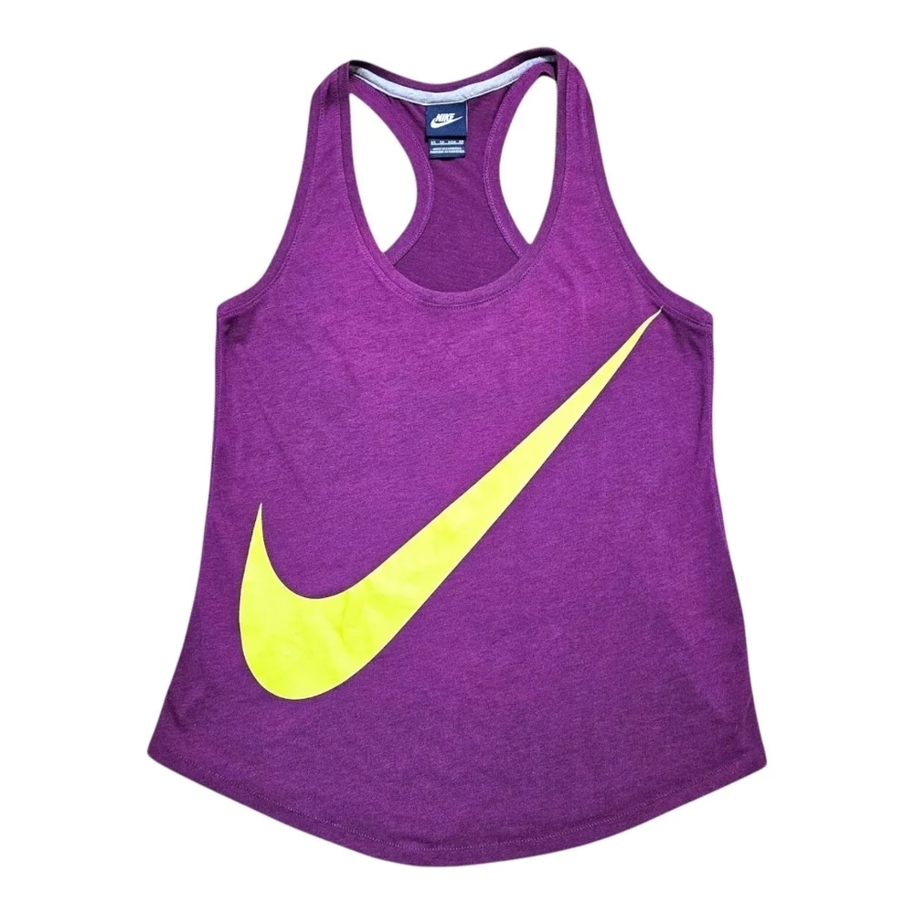 Nike XS Purple Racerback Tank Top Center Swoosh Fit XS/SM Cotton Blend Gym Cheer - Picture 2 of 9